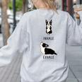 Inhale Exhale Yoga Boston Terrier Tshirt Women's Sweatshirt Back Print Ash