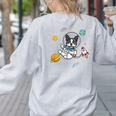 Kawaii Kids & Boys Astronaut Space Boston Terrier Dog Lover Women's Sweatshirt Back Print Ash