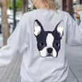 Kids Boston Terrier Dog For Women And Girls Women's Sweatshirt Back Print Ash