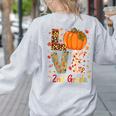 Love 2nd Grade Happy Fall Thanksgiving For 2nd Teacher For Men Women Girls Kids Women&#x27;s Sweatshirt Back Print Ash