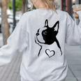 I Love My Boston Terrier Dog With Heart Women's Sweatshirt Back Print Ash