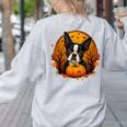 Pumpkin Boston Terrier Costume On Boston Terrier Halloween Women's Sweatshirt Back Print Ash