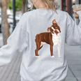 Red Boston Terrier Dog Women's Sweatshirt Back Print Ash