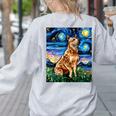 Red Heeler Starry Night Cattle Dog Colorful Art By Aja For Men Women Girls Kids Women's Sweatshirt Back Print Ash