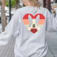 Retro Heart Boston Terrier Dog Vintage Valentine Women's Sweatshirt Back Print Ash