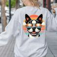 Retro Sunset Sunglasses Boston Terrier Boston Bull Bostie Women's Sweatshirt Back Print Ash
