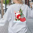 Santa Ugly Christmas Tree Lights Boston Terrier Dog Lover Women's Sweatshirt Back Print Ash