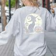 Scary Halloween Cat Costume Retro Cat Moon For Men Women Kids Women's Sweatshirt Back Print Ash