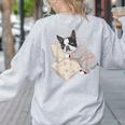 Sleepy Boston Terrier Pajama Men Women Kids Women's Sweatshirt Back Print Ash