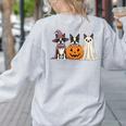 Spooky Ghost Boston Terrier Pumpkin Halloween Dog Lover Women's Sweatshirt Back Print Ash