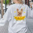 Sunflower Yorkie Mom Dog Lover Women's Sweatshirt Back Print Ash