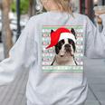 Ugly Xmas Sweater Santa Boston Terrier Dog Christmas For Men Women Kids Women's Sweatshirt Back Print Ash