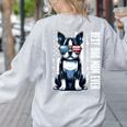 USA Flag Boston Terrier Best Dog Mom Ever 2025 Women's Sweatshirt Back Print Ash