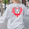 Valentine's Day Boston Terrier Heart Women's Sweatshirt Back Print Ash