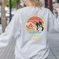 Vintage Best Boston Terrier Dad Ever Dog Father Father's Day Men Girls Kids Women's Sweatshirt Back Print Ash