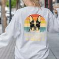 Vintage Boston Terrier Dad Dog Lovers Father's Day Tee Women's Sweatshirt Back Print Ash