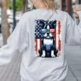 Vintage Boston Terrier Dog American US USA Flag Pets Dogs Women's Sweatshirt Back Print Ash