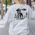Vintage Boston Terrier UFO Western Wild West Dog Mom Dad Women's Sweatshirt Back Print Ash