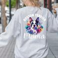 Watercolor Floral Boston Terrier Mama Dog Lover Mother's Day For Men Women Girls Kids Women's Sweatshirt Back Print Ash