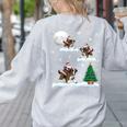 Xmas Lighting Tree Santa Riding Boston Terrier Christmas Women's Sweatshirt Back Print Ash