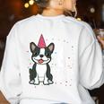 6 Years Old Birthday Boston Terrier Dog Lover 6th Party Kid Women's Sweatshirt Back Print White
