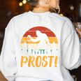 Bigfoot Sasquatch Prost Retro Bavarian Oktoberfest Men Women Women's Sweatshirt Back Print White