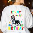 My Birthday Colorful Costume Boston Terrier Party Women's Sweatshirt Back Print White
