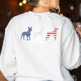 Boston Terrier 4th Of July Dog Patriotic USA Flag Man Woman Women's Sweatshirt Back Print White
