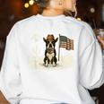 Boston Terrier 4th Of July US American Flag Dog Patriotic Women's Sweatshirt Back Print White