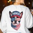Boston Terrier 4th Of July US Merica Bostie Dog Patriotic For Men Women Kids Women's Sweatshirt Back Print White