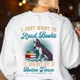 Boston Terrier American Gentleman Bibliophile Book Lover Women's Sweatshirt Back Print White