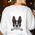 Boston Terrier American Gentleman Dog Lover I'm Well Trained Women's Sweatshirt Back Print White