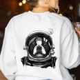Boston Terrier Astronaut Shirt Spaceman Dog Space Lover Women's Sweatshirt Back Print White
