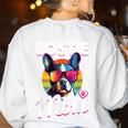 Boston Terrier Bostie Dog Breed Pet Bostie Mom Women's Sweatshirt Back Print White