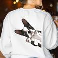 Boston Terrier Bostie Dog Kids Boys Girls Women's Sweatshirt Back Print White