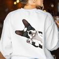 Boston Terrier Bostie Dog Kids Men Women's Sweatshirt Back Print White