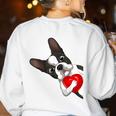 Boston Terrier Bostie Dog Kids Women Girls Women's Sweatshirt Back Print White
