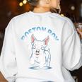 Boston Terrier Boy Cute Cartoon Dog Owner Pet Boston Terrier Women's Sweatshirt Back Print White