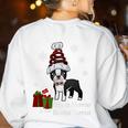 Boston Terrier Christmas T Shirt-Life Is Merrier Premium Tri-Blend Women's Sweatshirt Back Print White