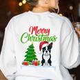 Boston Terrier Christmas Tree Lights Xmas Dog Lover Women's Sweatshirt Back Print White