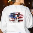 Boston Terrier Dad American Flag 4th Of July Dog Fathers Day Women's Sweatshirt Back Print White