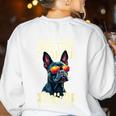 Boston Terrier Dad Boston Bull Bostie Dog Women's Sweatshirt Back Print White