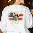 Boston Terrier Dad Dog Lovers American Flag 4th Of July For Women Men Women's Sweatshirt Back Print White