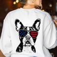 Boston Terrier Dog 4th July America USA Flag Men Women Kids Women's Sweatshirt Back Print White