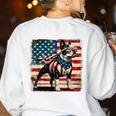 Boston Terrier Dog 4th Of July USA American Flag Patriotic Women's Sweatshirt Back Print White