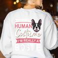 Boston Terrier Dog Bostie Halloween Costume Dog For Kids Women's Sweatshirt Back Print White