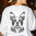 Boston Terrier Dog Bostie Nature Memorial Idea Men Women Women's Sweatshirt Back Print White