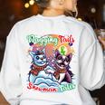 Boston Terrier Dog Christmas Snowman Winter Snow Women's Sweatshirt Back Print White