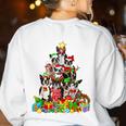 Boston Terrier Dog Christmas Tree Lights Xmas Pajama For Men Women Kids Women's Sweatshirt Back Print White