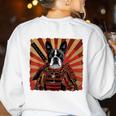 Boston Terrier Dog Japanese Art Samurai Ukiyo-e Women's Sweatshirt Back Print White